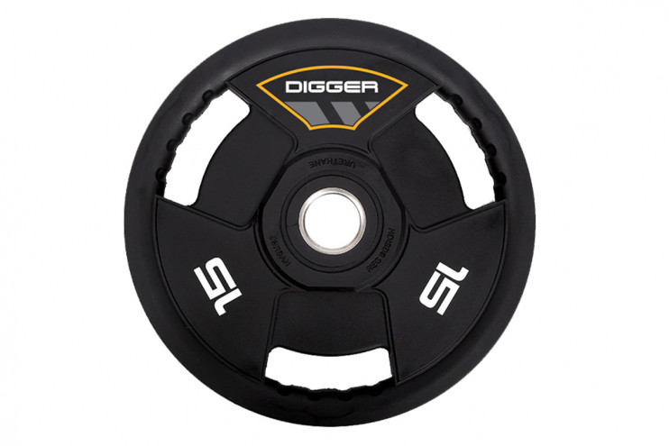 Диск олимпийский полиуретановый 3-х хватовый 15кг Hasttings Digger HD51C3A-15