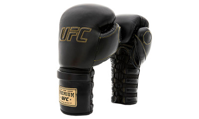 UFC Премиальные тренировочные перчатки на шнуровке черные - 12 Oz