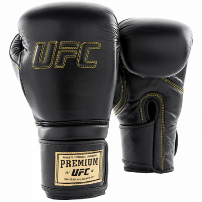 UFC Премиальные тренировочные перчатки на липучке чёрные - 14 Oz