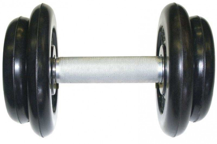 Гантель чёрная, с хром. ручкой, 13,5 кг, MB Barbell