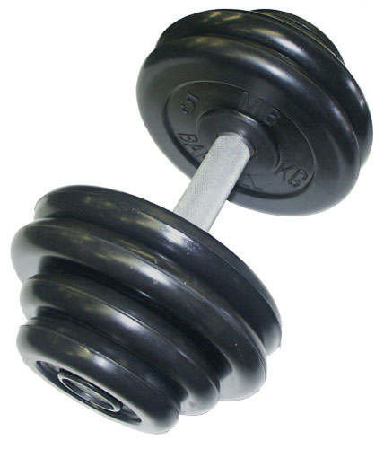 Гантель чёрная, с хром. ручкой, 43,5 кг, MB Barbell